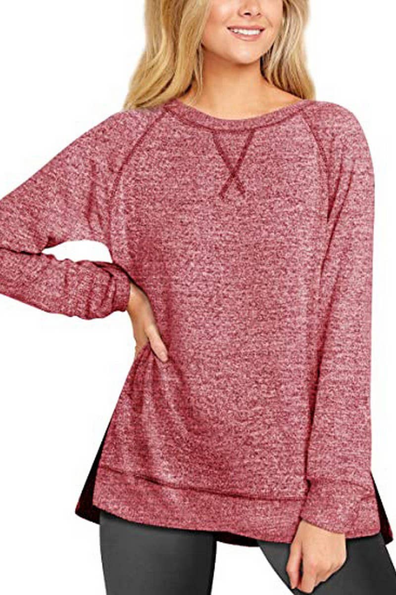 CWTTL1652_Round neck Long Sleeve Pullover Top