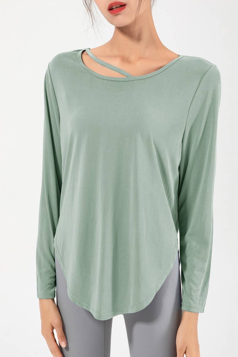 CWTBLL2941_LOOSE LONG SLEEVE YOGA WEAR FITNESS COVER UP