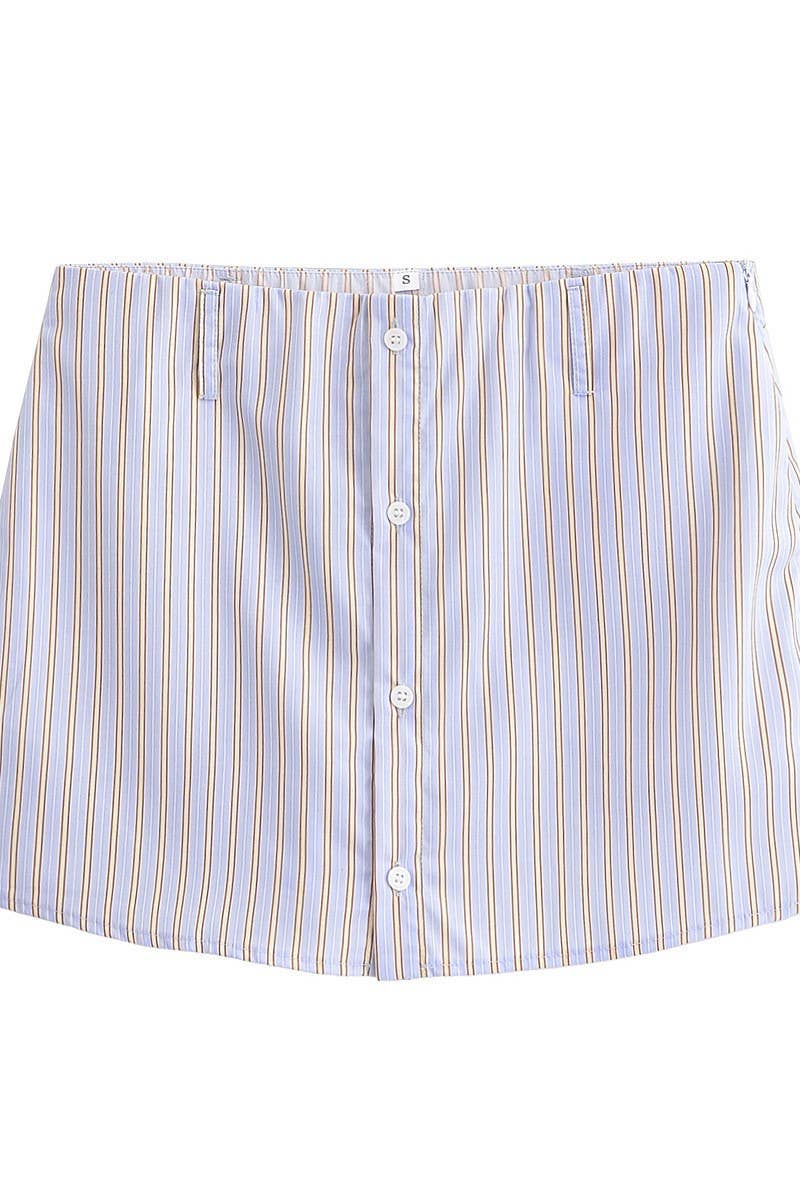 CWSBSL0166_LOOSE CASUAL POPLIN SHIRT + SKIRT PANTS SET