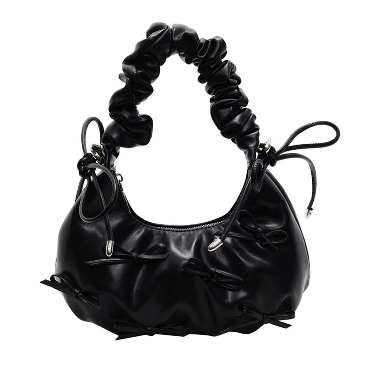 Fashionable pleated bow crossbody bag