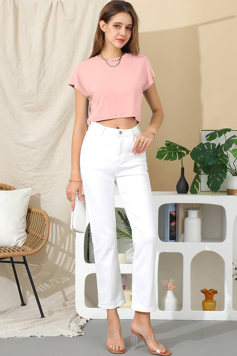 CWTTS651_CREW NECK SHORT SLEEVE CROP TOP