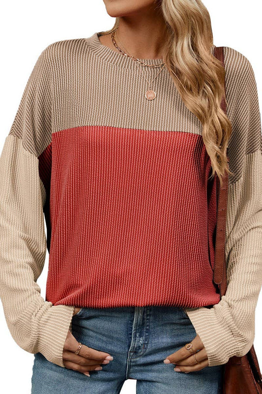 CWTBLL3661_ROUND NECK VERTICAL STRIPE LOOSE T-SHIRT