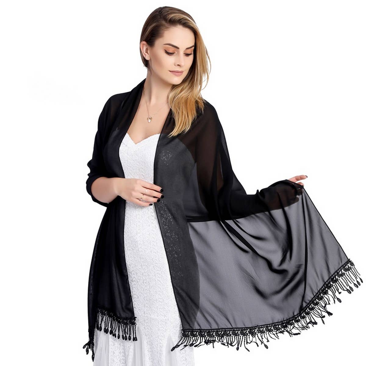 Lace Chiffon Shawl - Bridal & Evening Dress Wrap