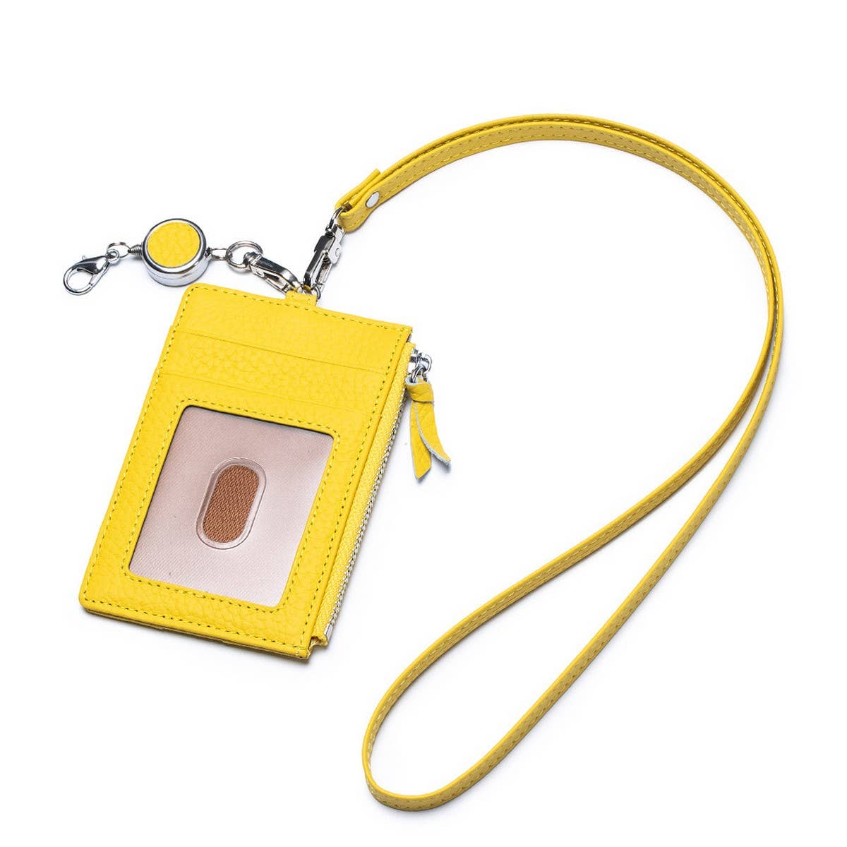 GENUINE LEATHER CARD HOLDER WITH ZIP-LOCK LANYARD_CWAB3828