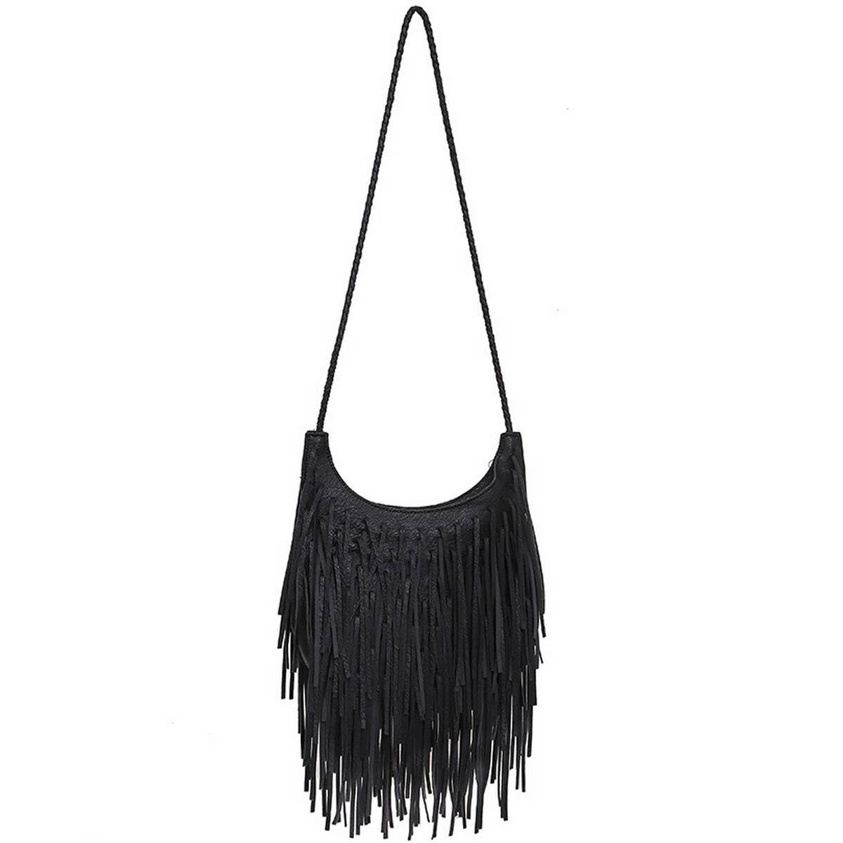 CWAB4542_SOFT LEATHER TASSEL SHOULDER BAG