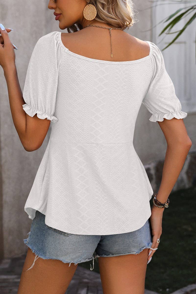 CWTTS0774_V-Neck Short Sleeve With Twist Detail on Bust Top