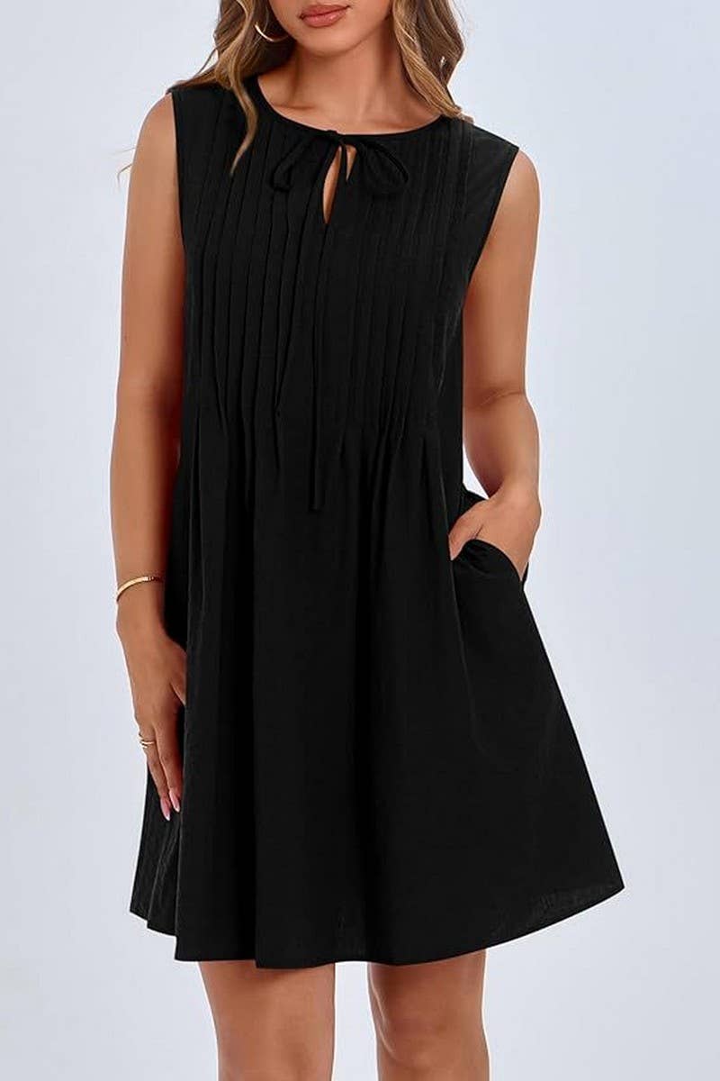 CWDSD10614_SUMMER FASHION SHORT SLEEVELESS RESORT DRESS