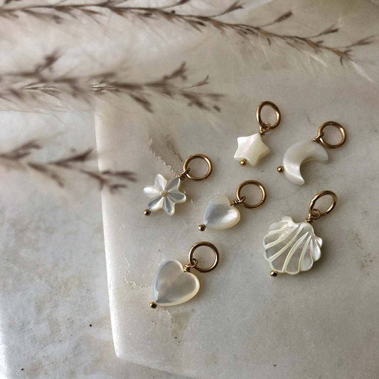 Vintage Mother of Pearl Star Moon Shell Earrings