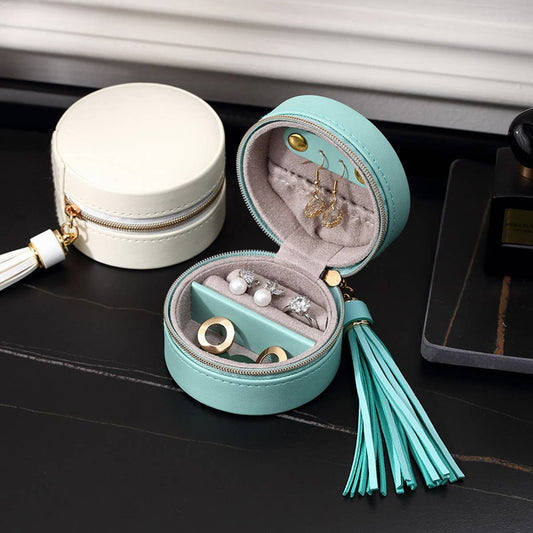 TASSEL ROUND ZIPPER EARRING JEWELRY BOX