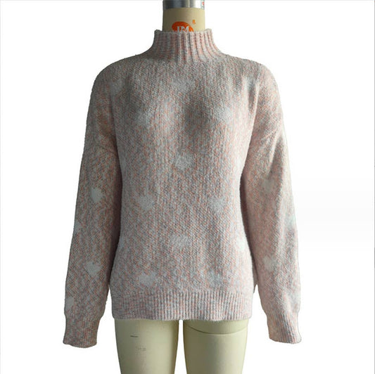 CHENILLE LOVE HALF TURTLENECK FASHION KNITWEAR