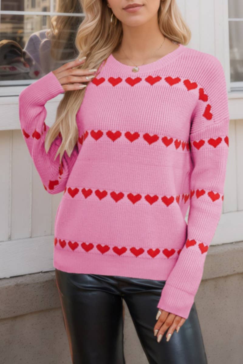 CWOSWL6742_WINTER CREW-NECK LONG-SLEEVED LOVE SWEATER