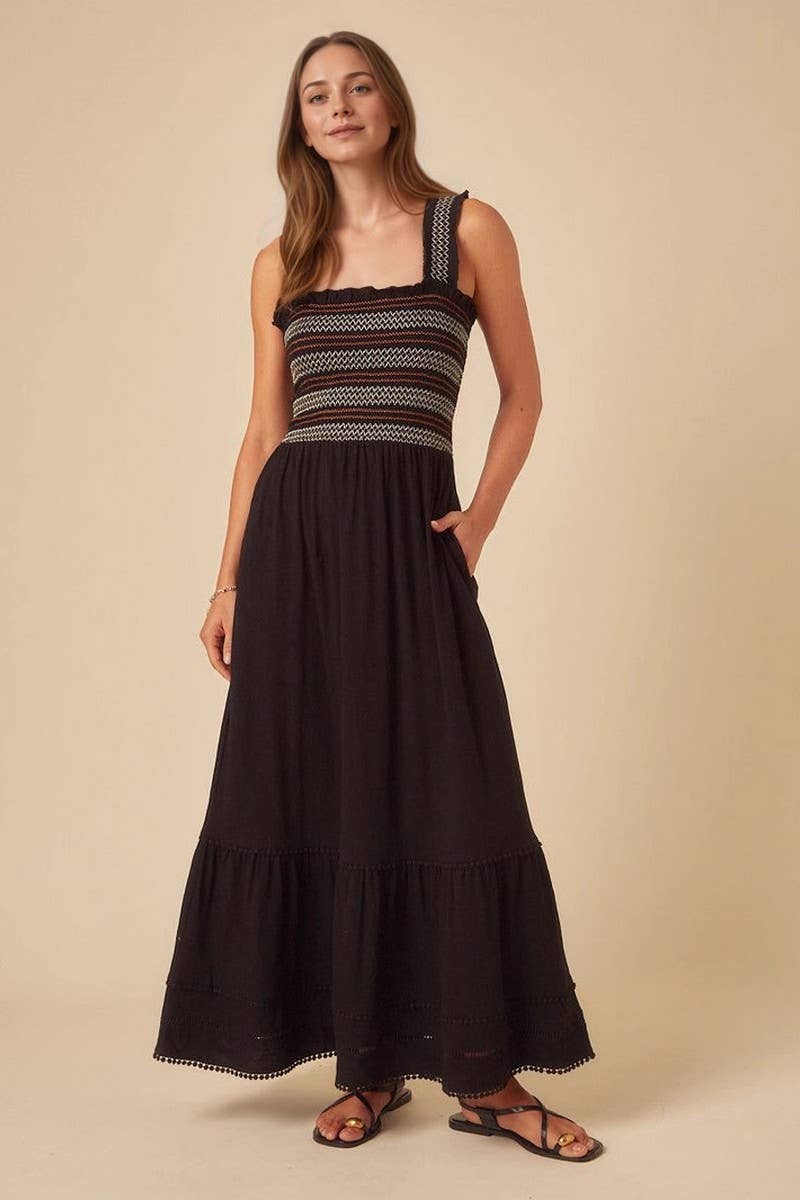 CWDMD6387_SLEEVELESS PATCHWORK MAXI VACATION DRESS