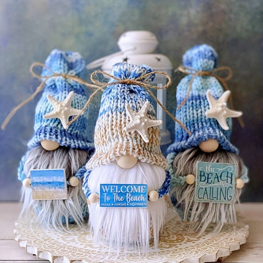 CWMM10343_KNITTED OCEAN PLUSH DOLL STARFISH GNOME DECOR