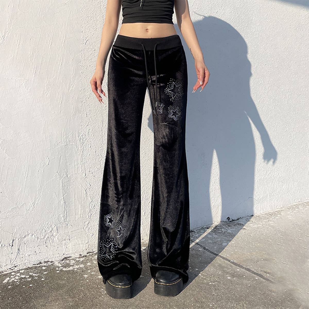 DARK WIND STAR HOT DIAMOND LACE-UP PANTS