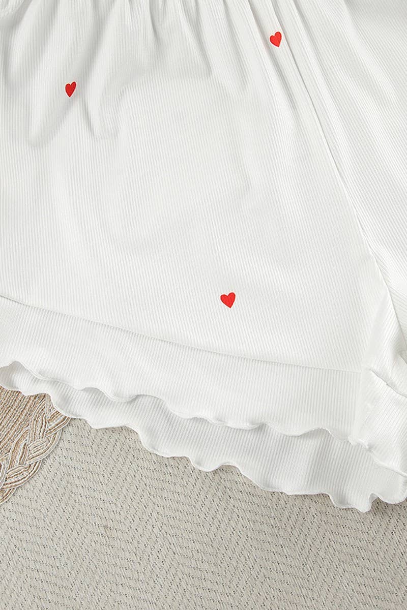 CWSPJ0211_HEART PRINT LONG SLEEVE SHORTS PAJAMA HOME SET