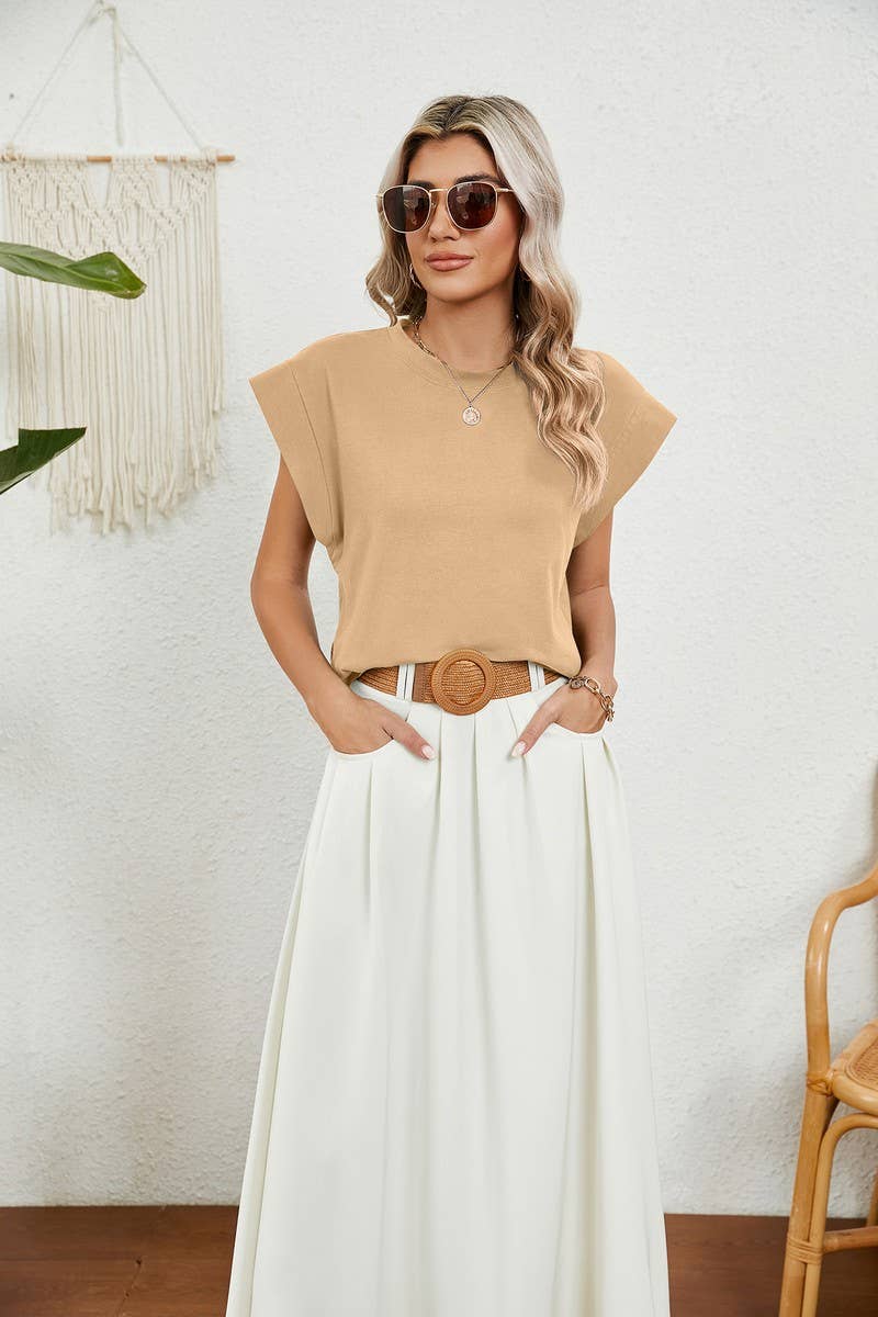 CWTBLS0864_ROUND NECK SOLID COLOR RAGLAN SLEEVE T-SHIRT