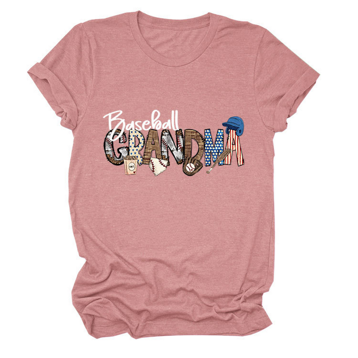 Casual Crew Neck Tee ?œBaseball Grandma??Shirt_CWTTSL0496