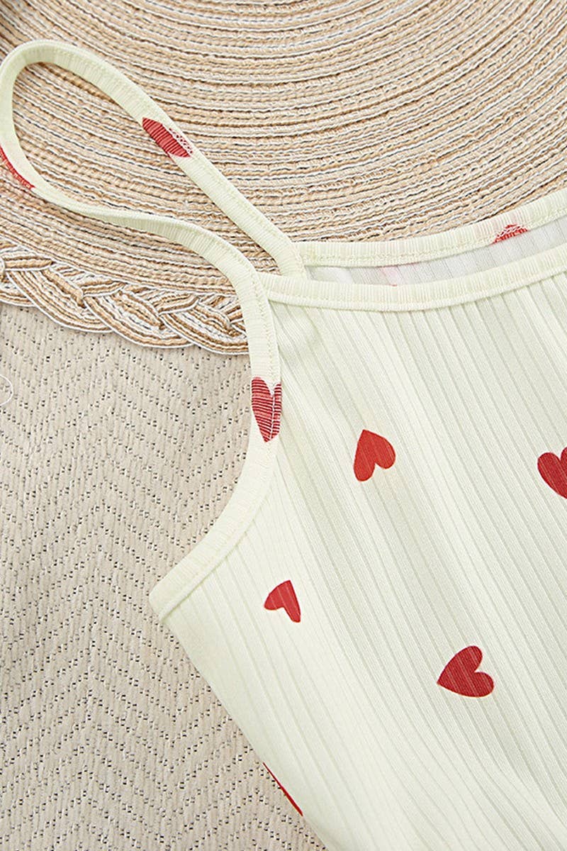 CWSPJ0052_KNIT PRINT HALTER SHORTS PAJAMA SET