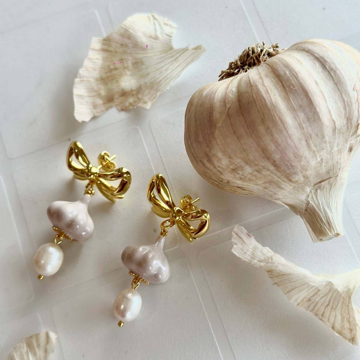 Fashionable Vegetable Wine Glass Pearl Earrings