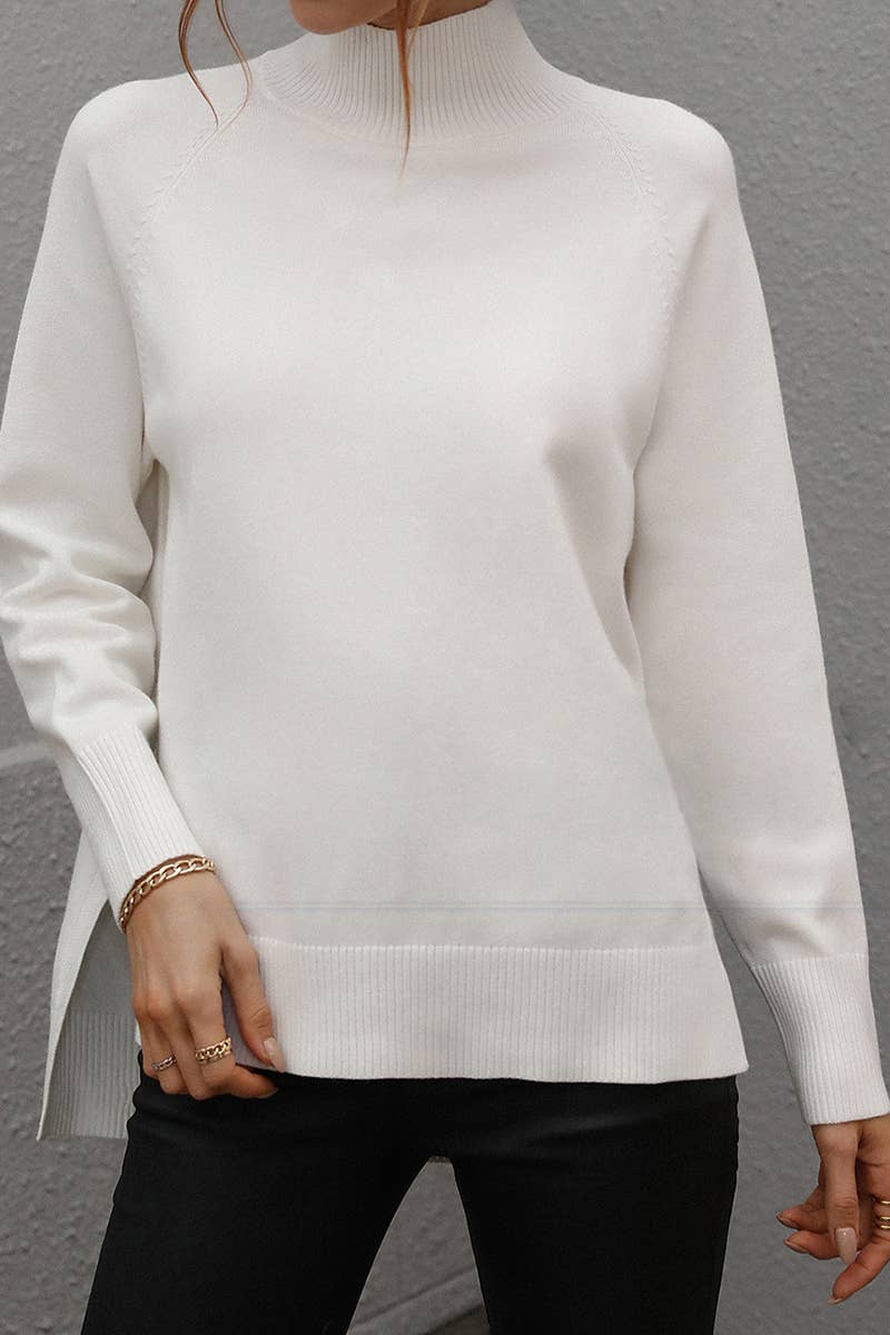 CWOSWL612 Turtle Neck Pullover With Side Slit Sweater