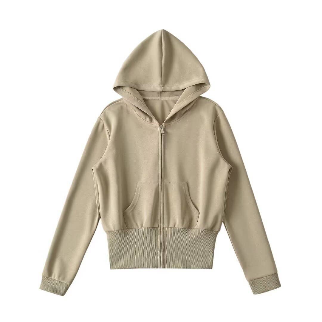 American retro waist-cinching hooded sweatshirt