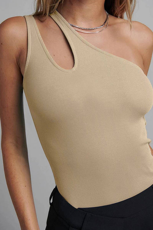 CWSBS0203_COTTON RIBBED ONE-SHOULDER CUT-OUT BODYSUIT
