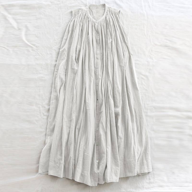 COTTON ART LOOSE PLEAT DRESS WITH LARGE SWING