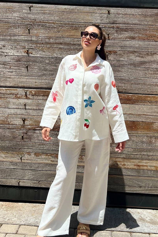 CWSTB1949_EMBROIDERED LONG SLEEVE SHIRT AND PANTS SET