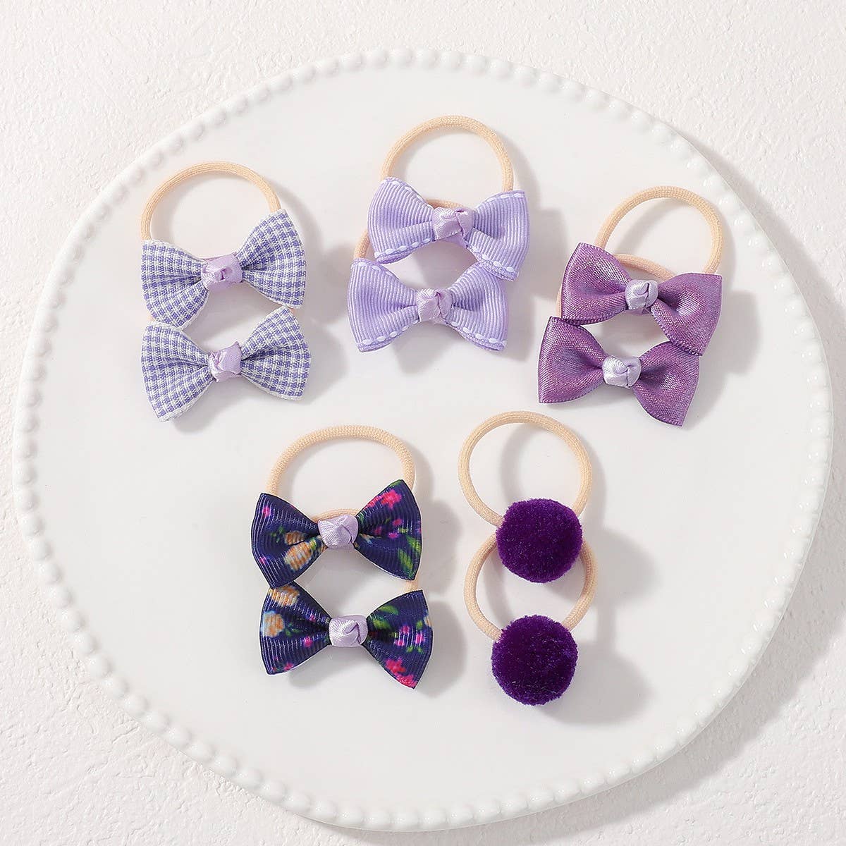 Double Bow Hair Clips Set with Pearls for Girls