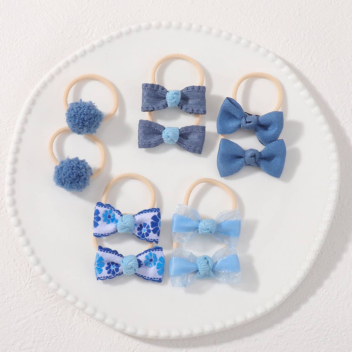 Double Bow Hair Clips Set with Pearls for Girls