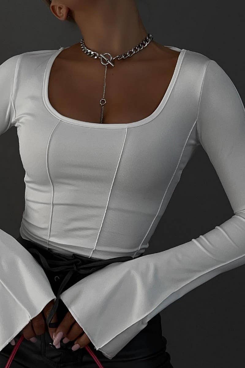 CWTBLL3436_SQUARE NECK PULLOVER SLIM LONG SLEEVE KNIT TOP