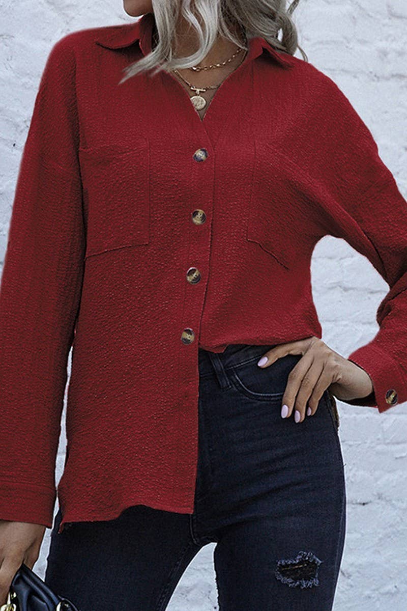 CWTSTL00959_LONG SLEEVE SOLID LAPEL MID-LENGTH VINTAGE SHIRT