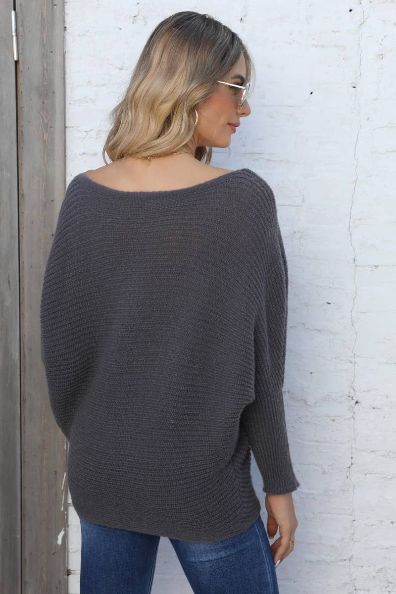 CWOSWL6725_CREW-NECK BAT-SLEEVED LONG-SLEEVED SWEATER