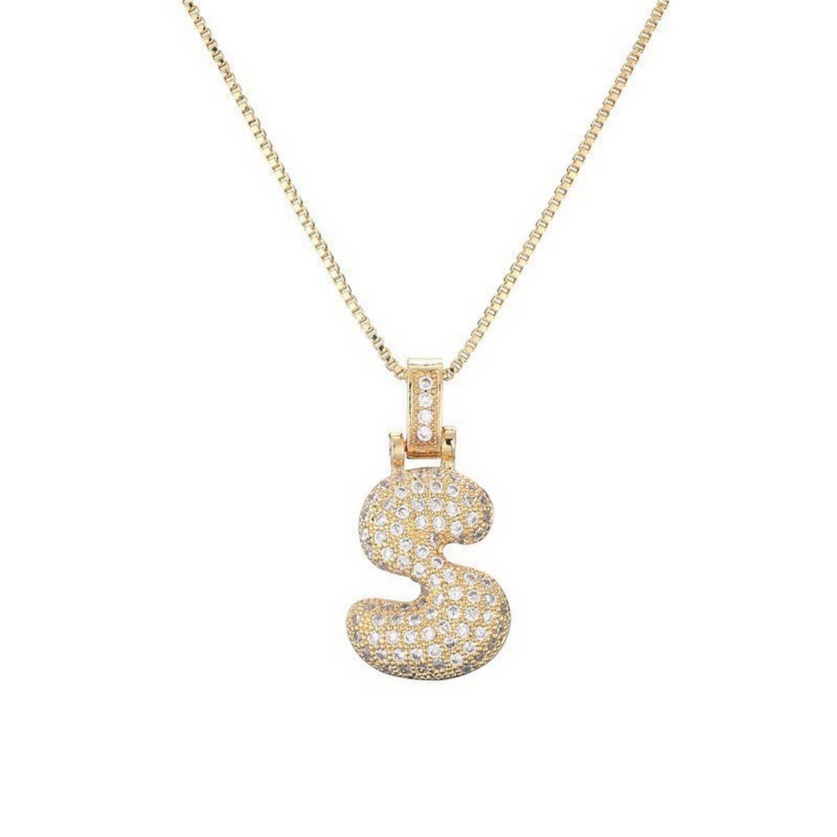 Copper Zirconia 26 Letters Pendant Necklace