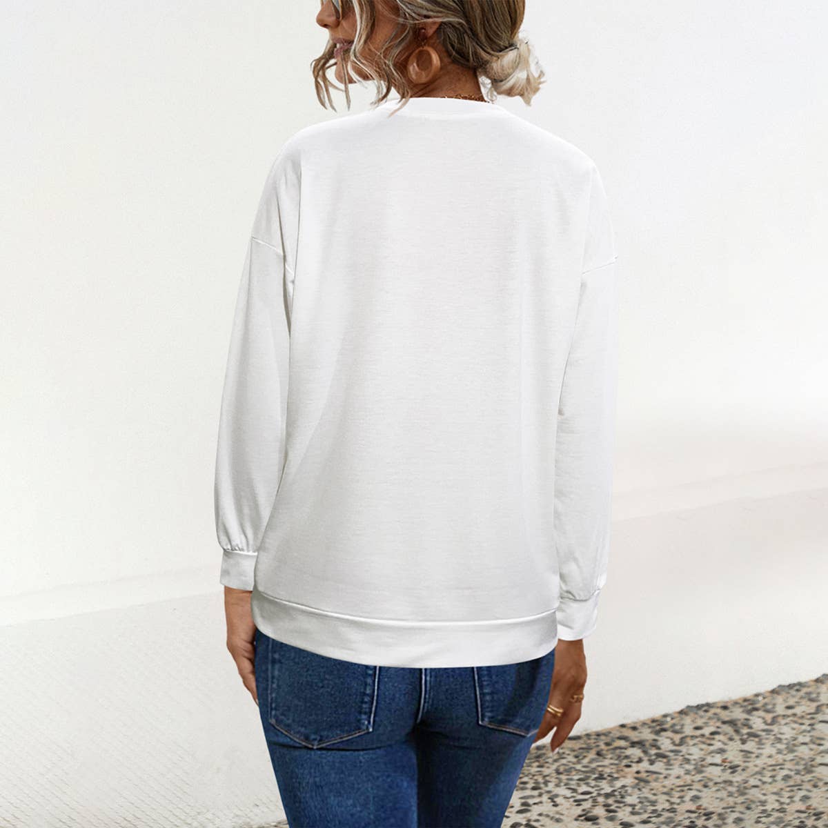 CREW-NECK LIP PRINT LONG-SLEEVED BAGGY HOODIE