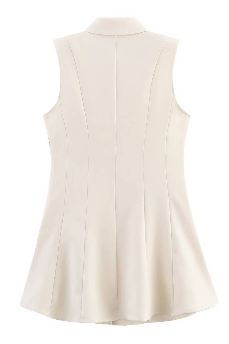 CWDSD7810_ELEGANT SLEEVELESS SHORT DRESS WITH SHOULDER PADS