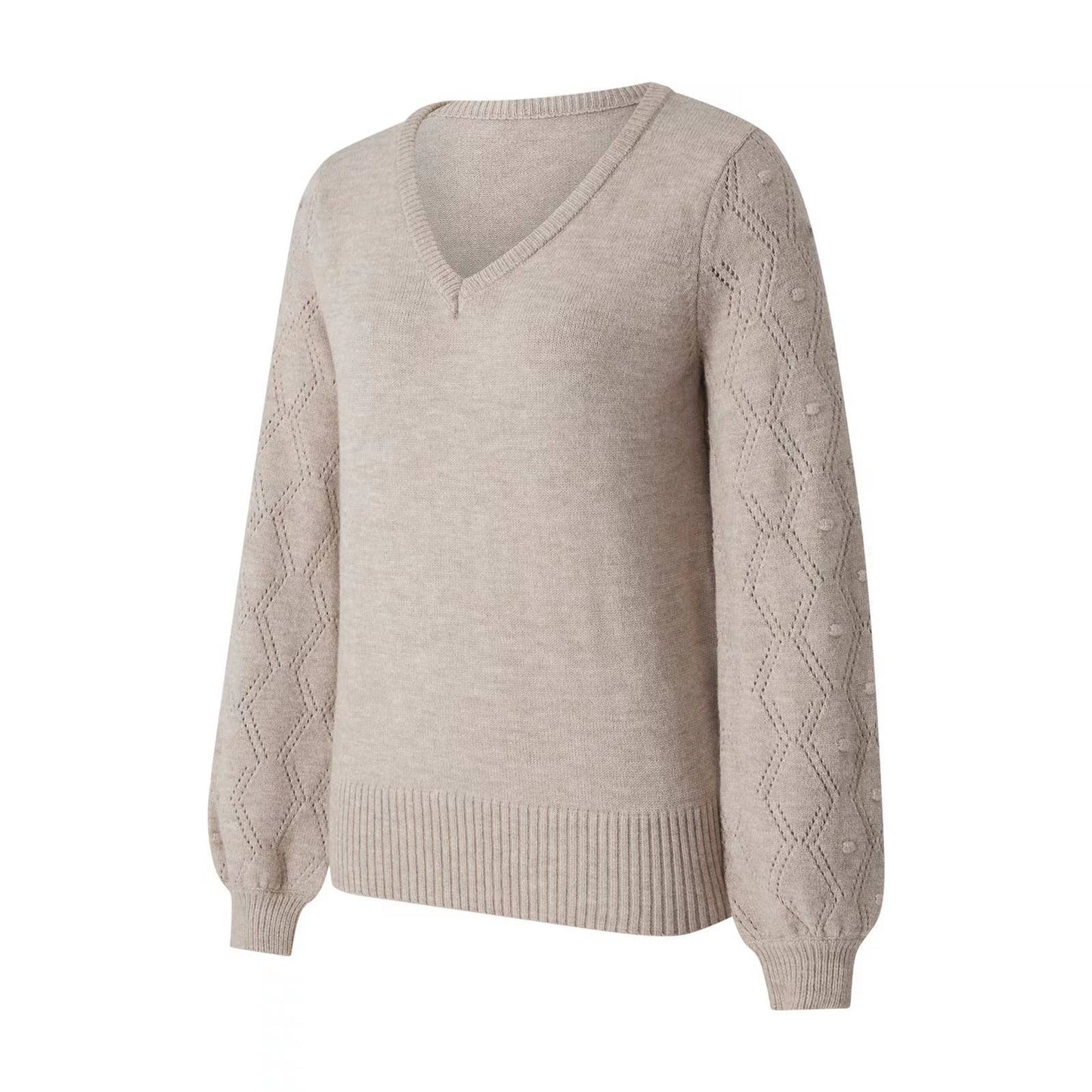 COMFORTABLE SOLID COLOR CASUAL V-NECK SWEATER