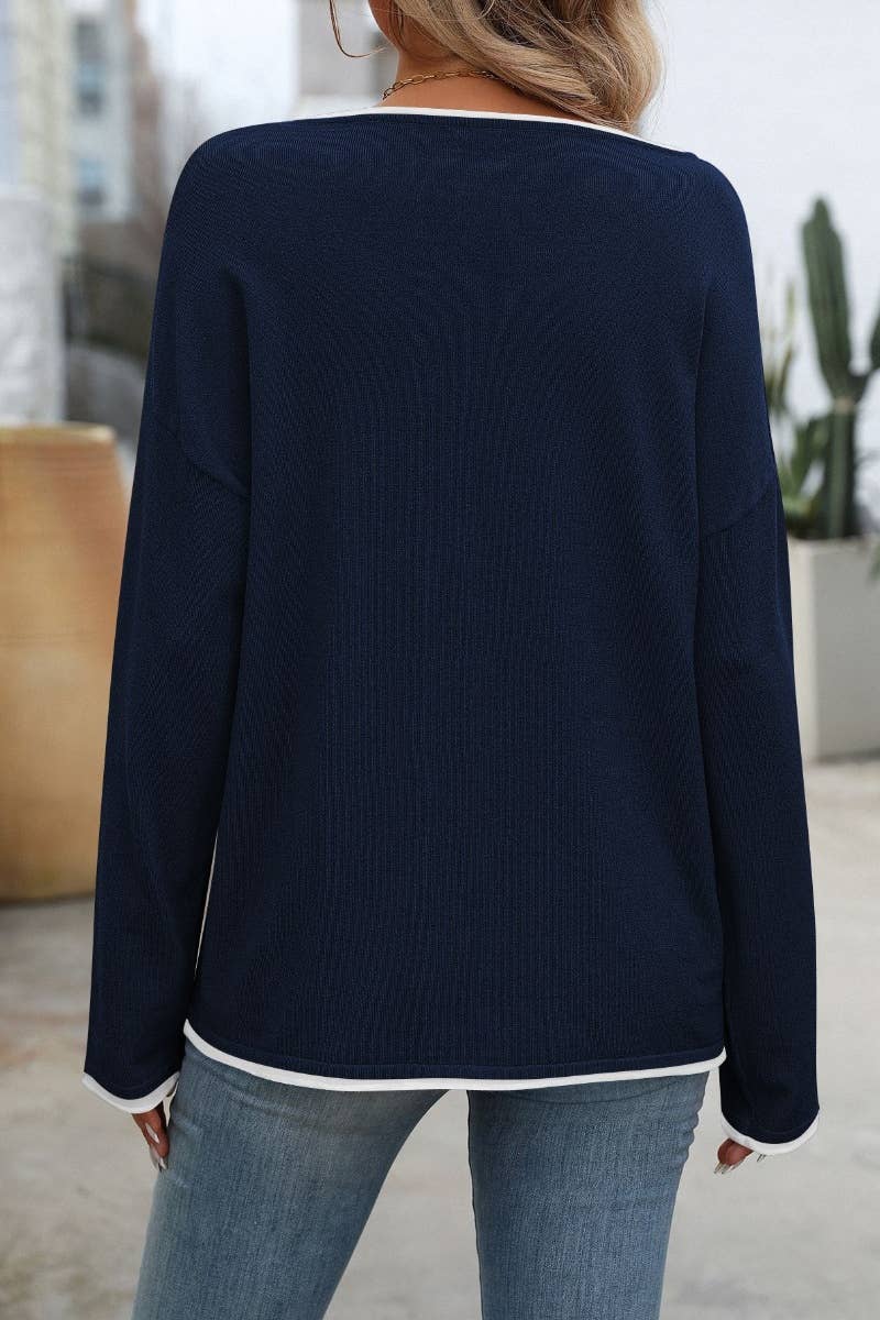 CWOSWL4671_AUTUMN WINTER CREW NECK LONG SLEEVE SWEATER TOP