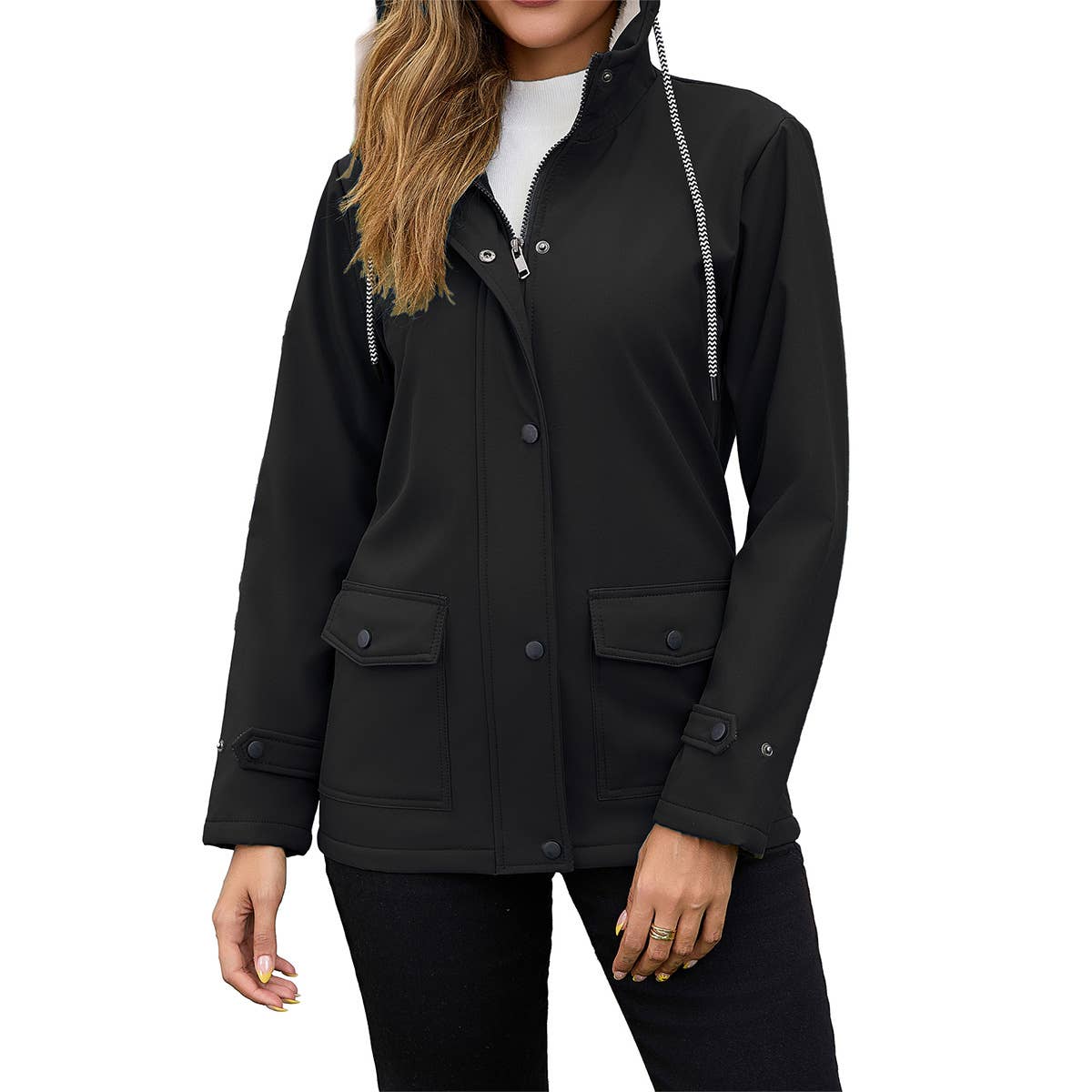Composite fleece waterproof hooded jacket