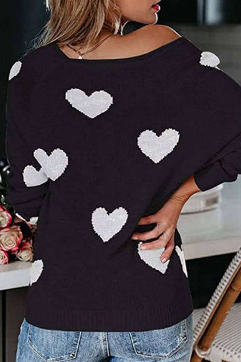 CWOSWL6739_WINTER LOVE V-NECK LONG-SLEEVED SWEATER