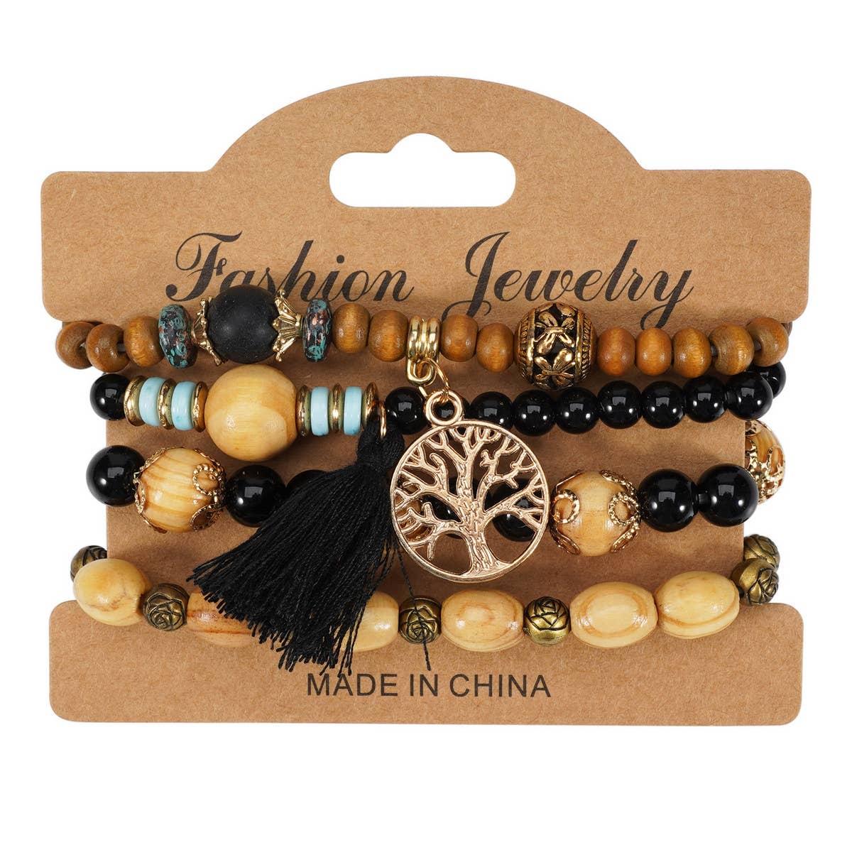 ROSE HANDMADE WOODEN BEAD BRACELET
