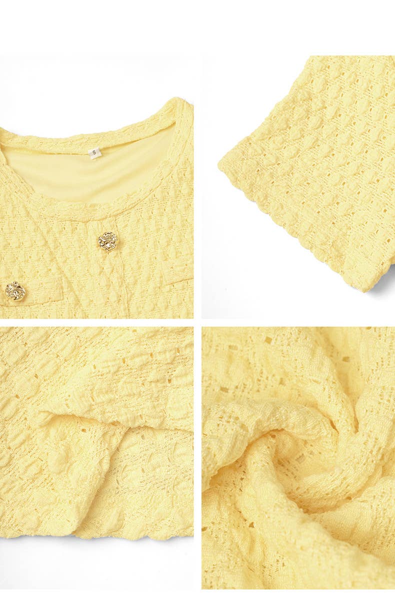 Elegant button short-sleeved long dress