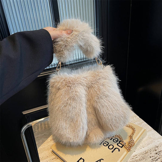 WINTER CUTE CARTOON EXQUISITE RABBIT EARS PLUSH BAG_CWAB3945