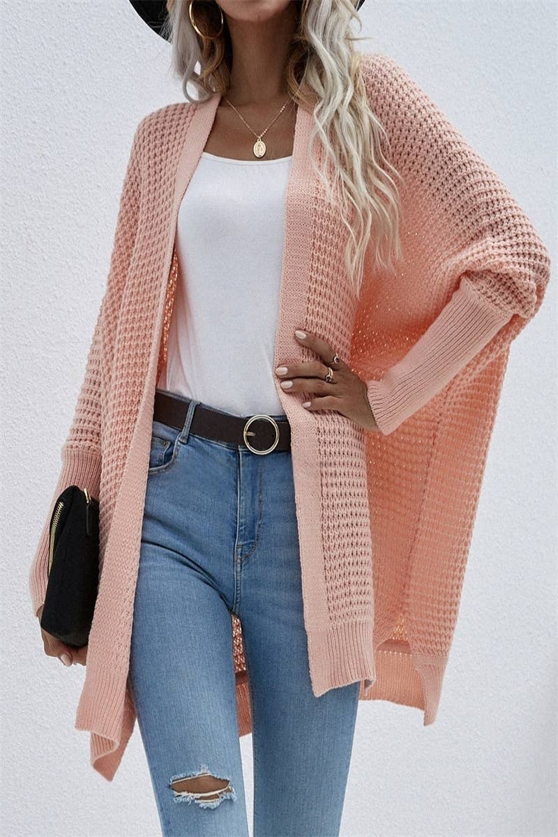 CWOCAL372 Oversized Open Front Casual Cardigan Sweater
