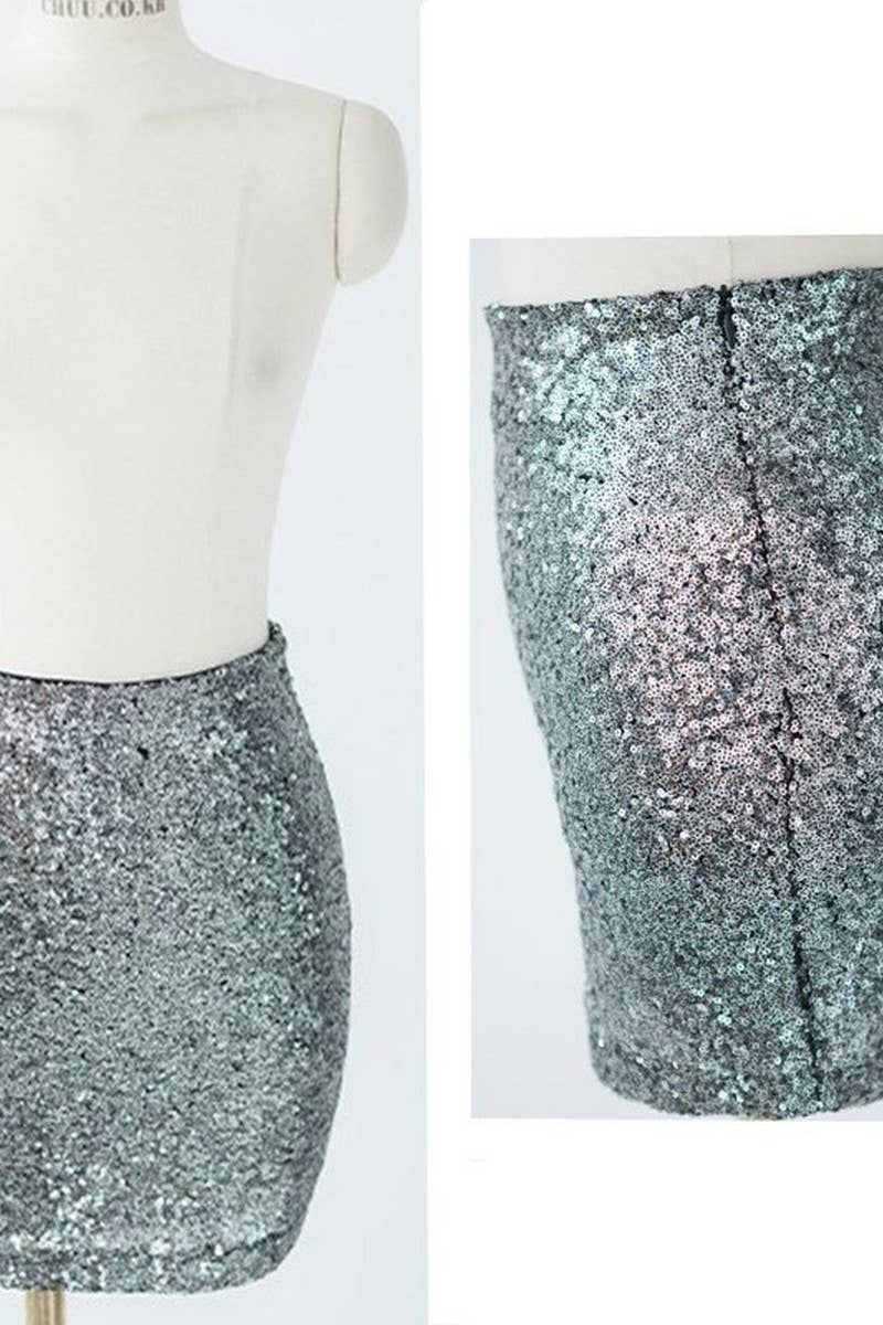 CWBSS0354_GOLD AND SILVER SEQUIN HIP-HUGGING BALL SKIRT