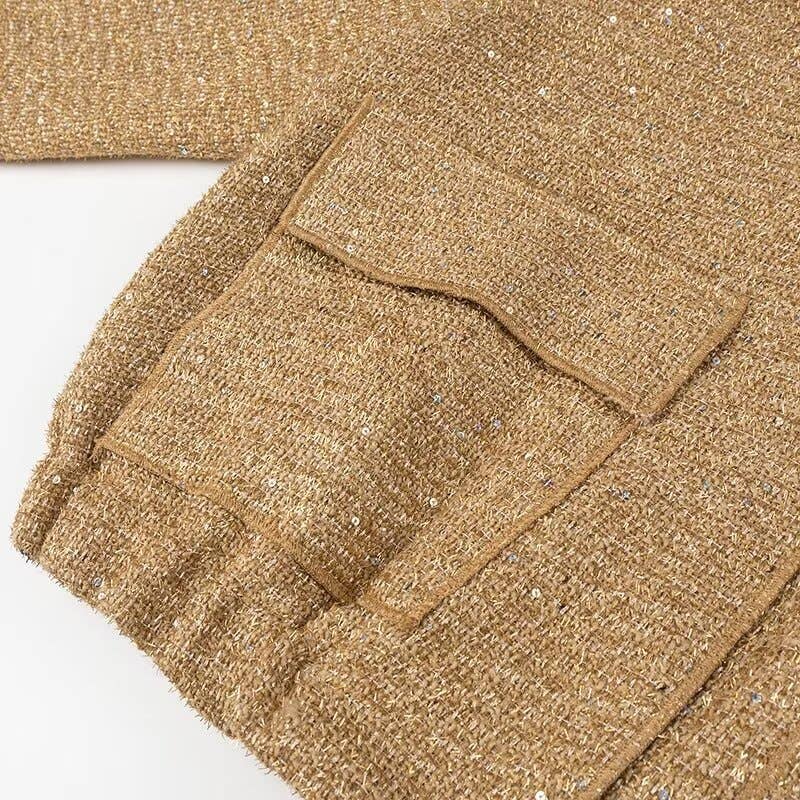 Beaded decorated stand-up collar jacket