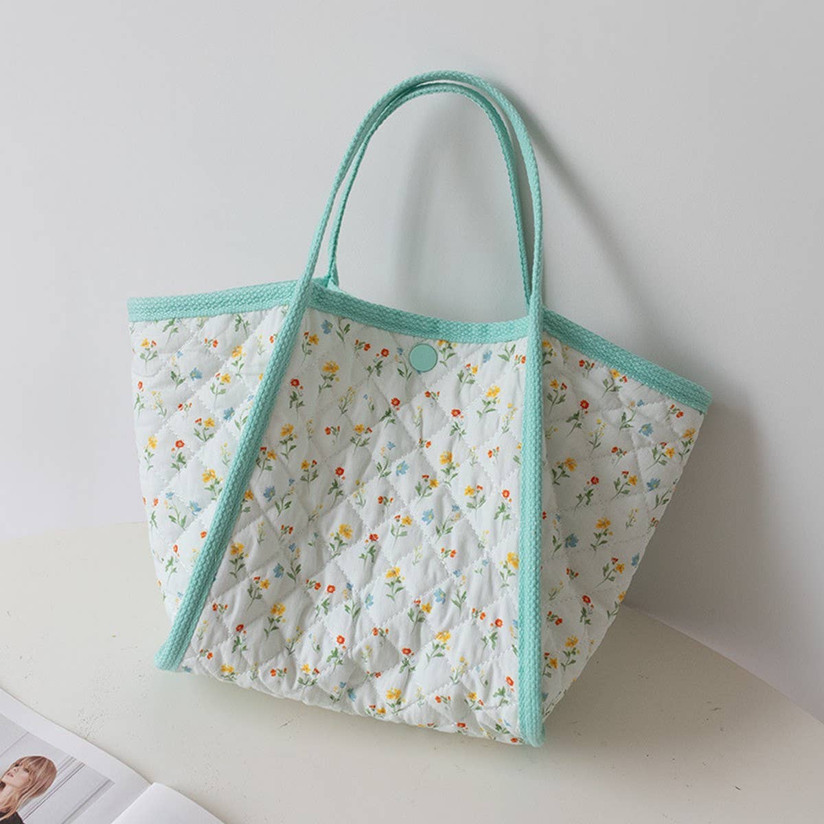 Quilted Canvas Tote Bag ??Fresh & Cute_CWAB5602