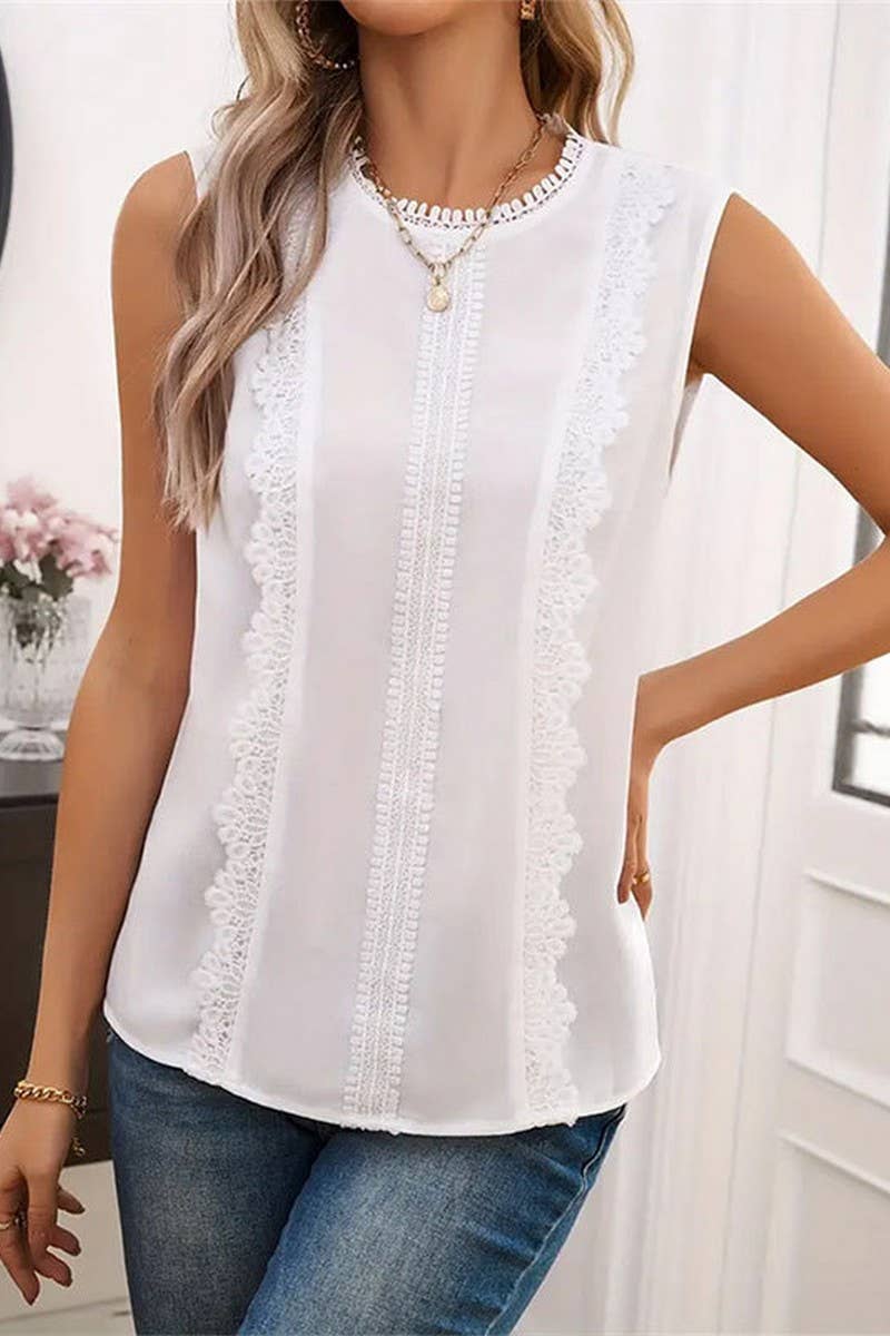 CWTTSL0354_LACE SOLID COLOR SLEEVELESS T-SHIRT
