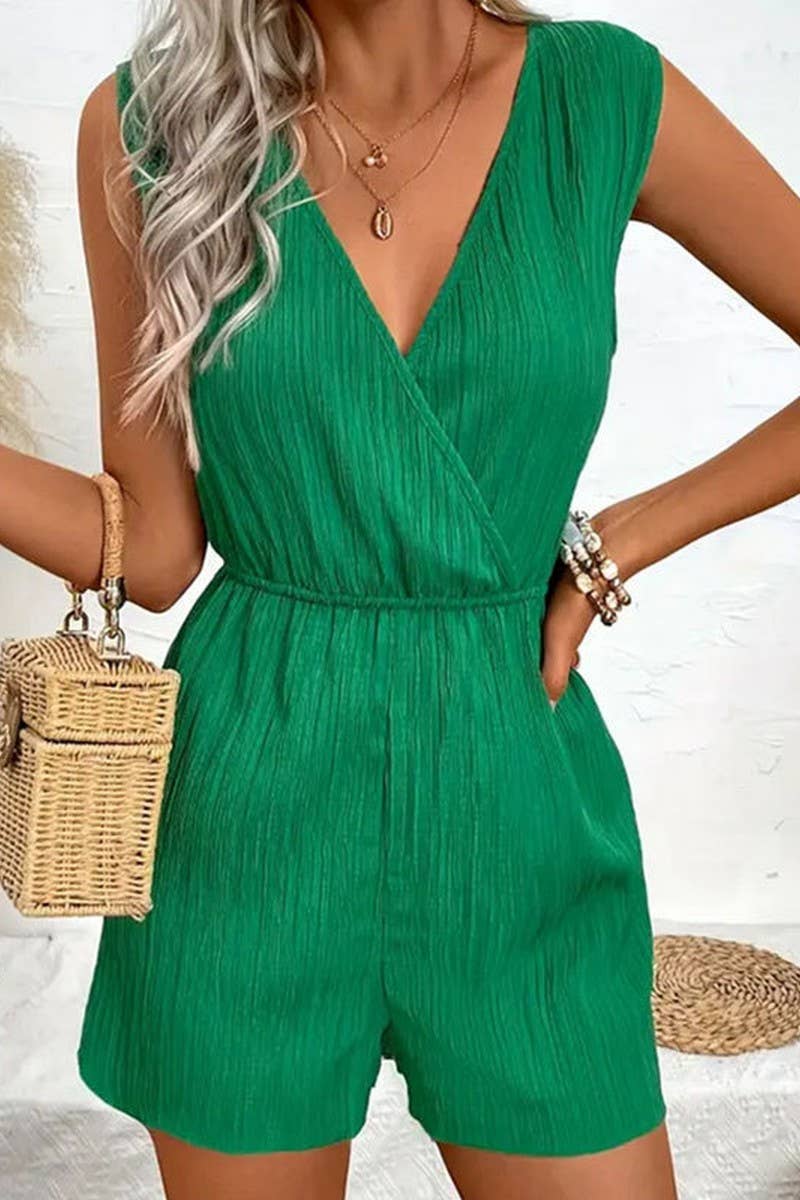 CWSJS1513_CASUAL SLEEVELESS CROSS NECK WOMEN'S JUMPSUIT