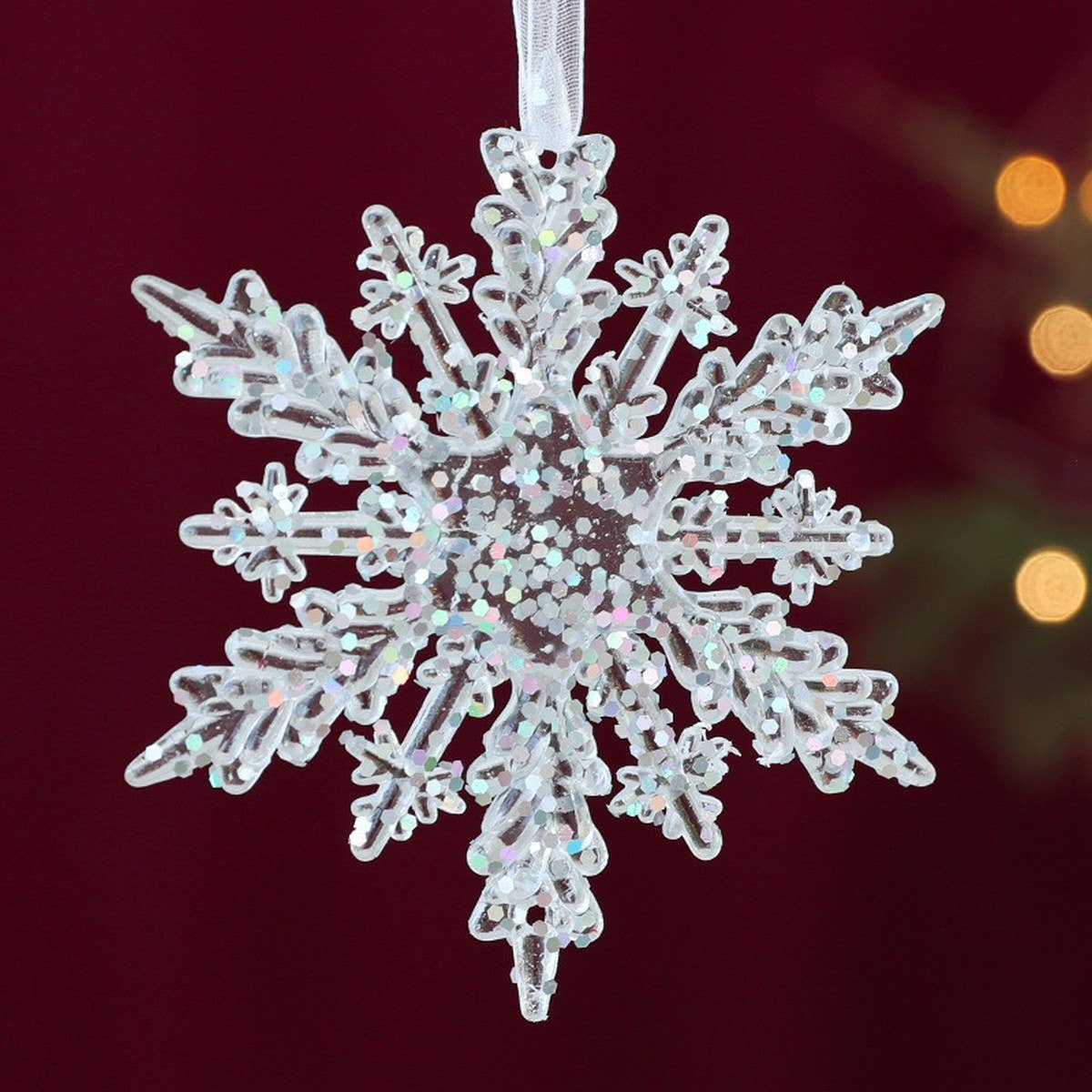 Transparent Xmas Tree Snowflake Reindeer Ornament